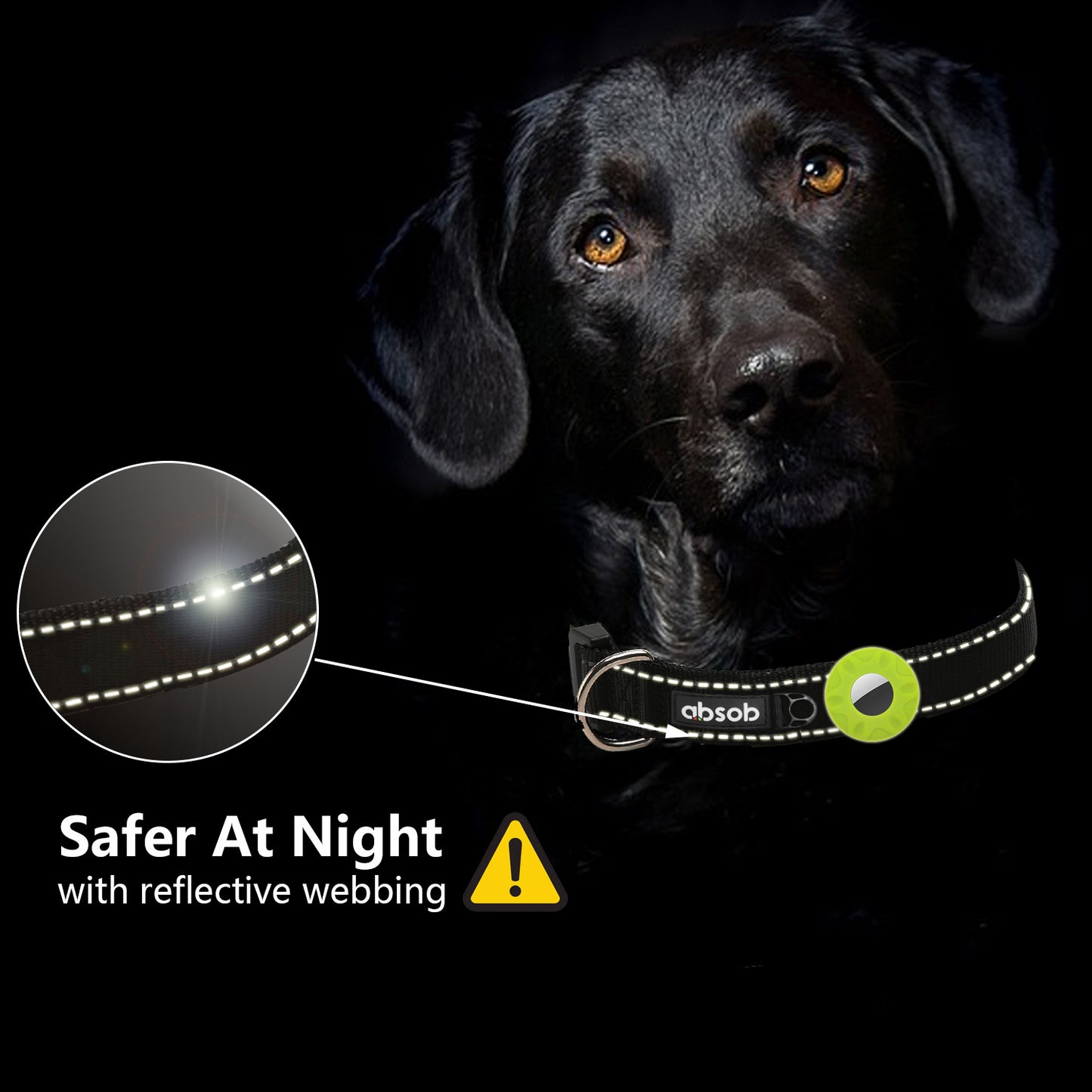 Adjustable Airtag Dog Collar Reflective Luminous Nylon Accessories AirTag Case Holder Lost Positioning Training Tracker Anti-Lost Locator Anti-Lost for Dog Puppy Cat Pet